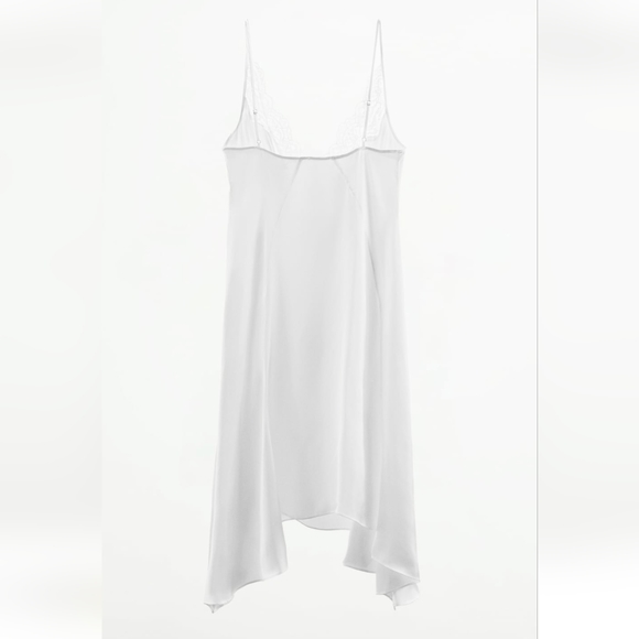 Satin Effect Dress With Lace White Zara S - Picture 8 of 9